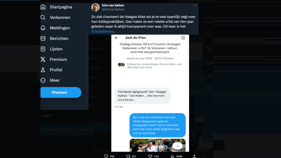 Jack de Vries chanteert journalist in maffiastijl met haar bedgeheimen na kritische tweet Jack de Vries chanteert journalist in maffiastijl met haar bedgeheimen na kritische tweet